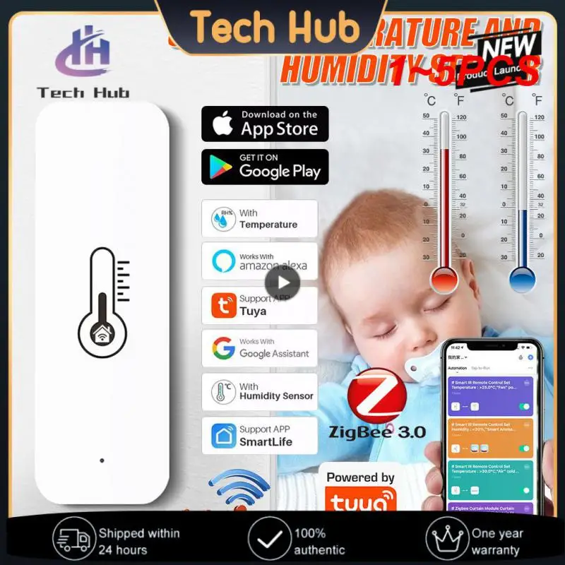 

Датчик температуры и влажности Tuya Wi-Fi, 1 ~ 5 шт.