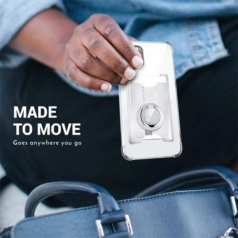 Transparent Phone Case with Wallet Card Slot and Ring Stand Holder - Soft Silicone Back Cover