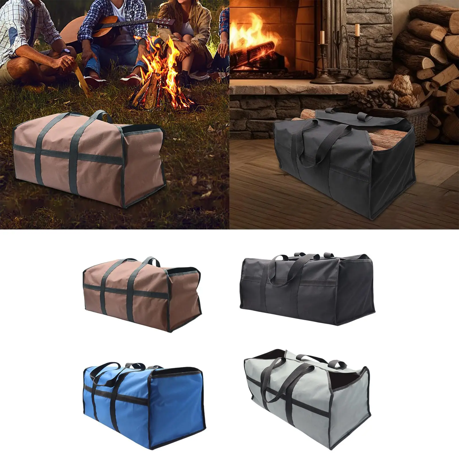 Log Carrier Tote Bag Heavy Duty with Handles for Camping BBQ Barbecue Fireplace Stove Accessories Fireplace Wood Carrier 2