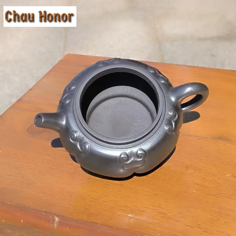 220ml Authentic Yixing Purple Clay Teapots Handmade Rhombus Flower Pot Raw Ore Stone Yellow Mud Kettle Zisha Teaset Tea Services