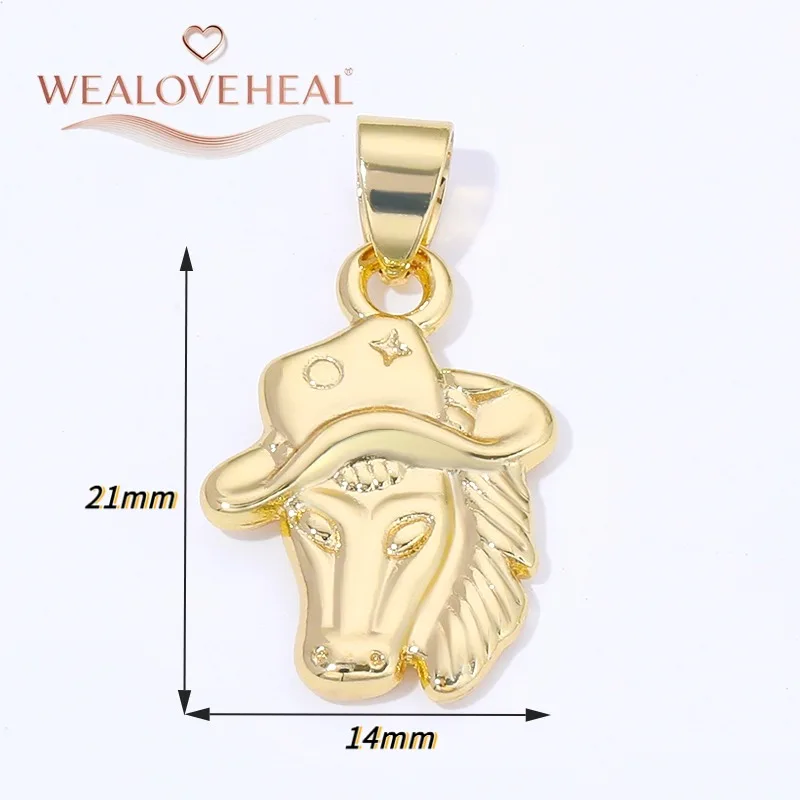 18 Karat vergoldetes Messing Metall Serie Pferd Anhänger Tier Pferd Charms für Schmuckherstellung 2026 Neujahrsgeschenk Zubehör – Detail 20