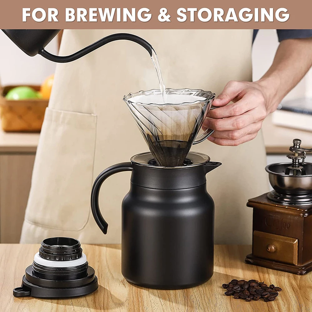 Tea Making Household Insulated Teapot Portable Warm Pot Stuffy Brewing Pot  Coffee Pot Temperature Display 1000ml Gift