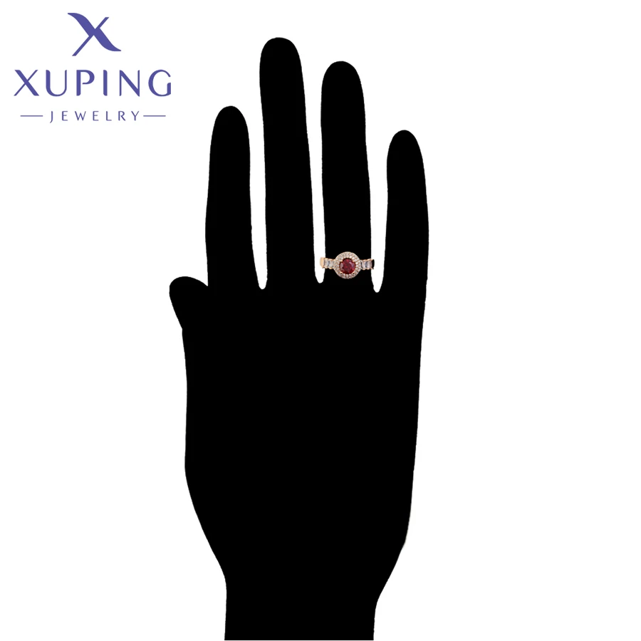 Xuping-Bague à breloques en alliage de cuivre pour femme, bijoux simples, pierre à la mode, cadeau romantique, document en or, X000703104