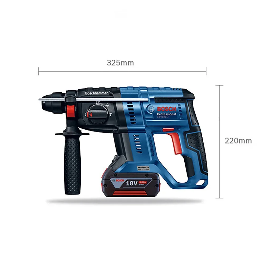 BOSCH GBH 180-LI SDS 플러스 전기 드릴, 18V 리튬 브러시리스 해머, 다기능 충전식 임팩트 드릴, 4 피트