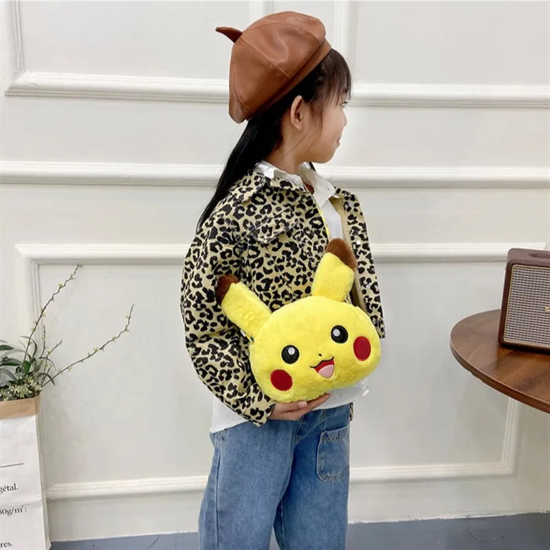 Pokemon Cute Pikachu Plush Messenger Bags Crossbody Bag Cute Anime Figure Storage Bag Creative Funny Toys Birthday Gift