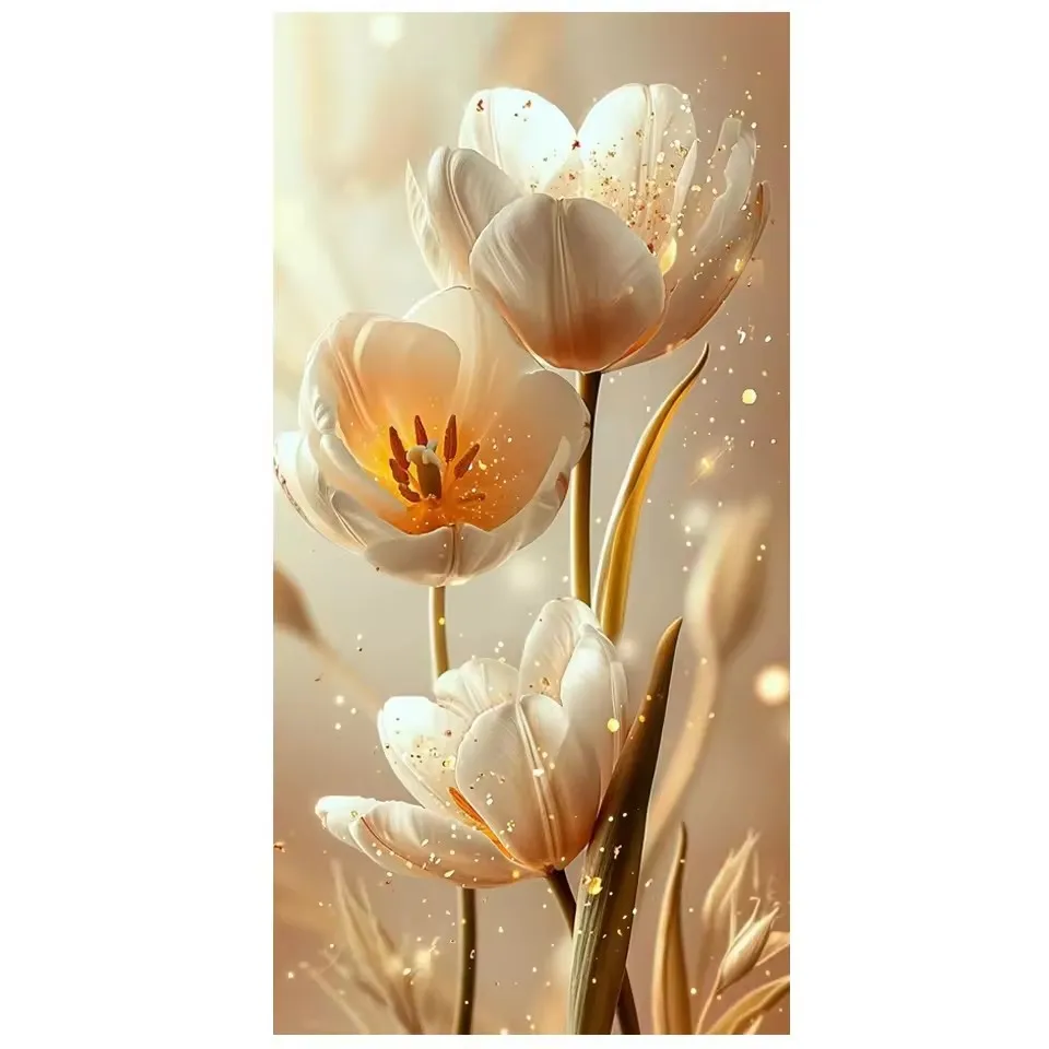 ファンタジーのダイヤモンド絵画,大きなサイズ,青と金の花,正方形と