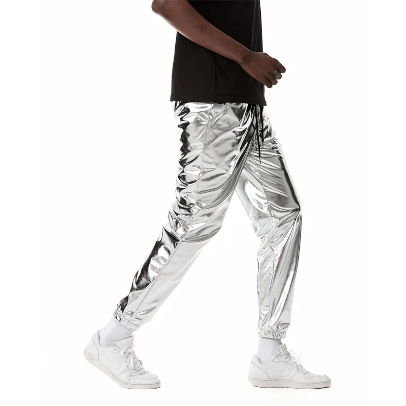 Silver Shiny Pants Men 2022 New Brand Skinny DJ Disco Party Halloween Trousers Mens Stage Prom Singer Costume Hip Hop Streetwear 2