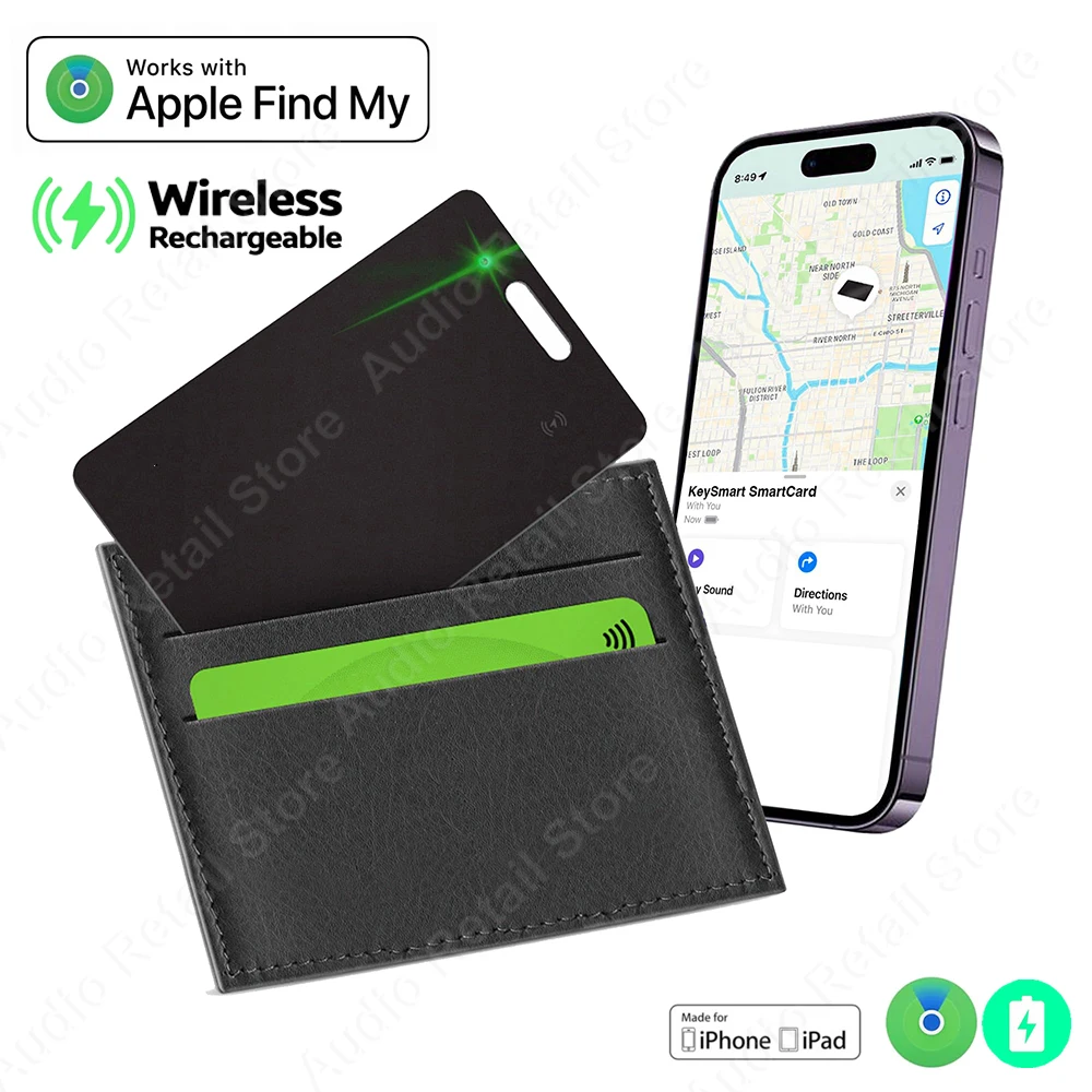 스마트 초박형 미니 지갑, 카드 위치 추적 장치, 무선 충전 지갑, 휴대폰 파인더, Apple Find My 호환