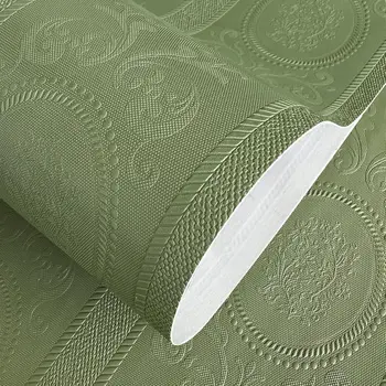 3D Green Embossed Peel and Stick Wallpaper Damask Textured Self Adhesive Wallpaper Modern Floral  Contact Paper for Living Room 1