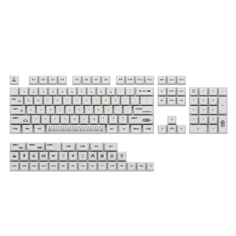 

137 Keys Totem Theme White Keycaps PBT Keycap Five-sides Sublimation 137-Key for 61/87/96/98/104/108 Mechanical Keyboard
