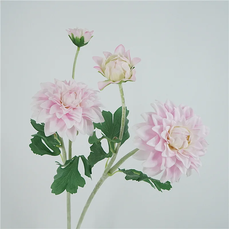 

2 Heads Hand Feeling Dahlia Real Touch Artificial Flowers for Home Decoration Fake Flowers Dahlia Bridal Bouquet Wedding Floral