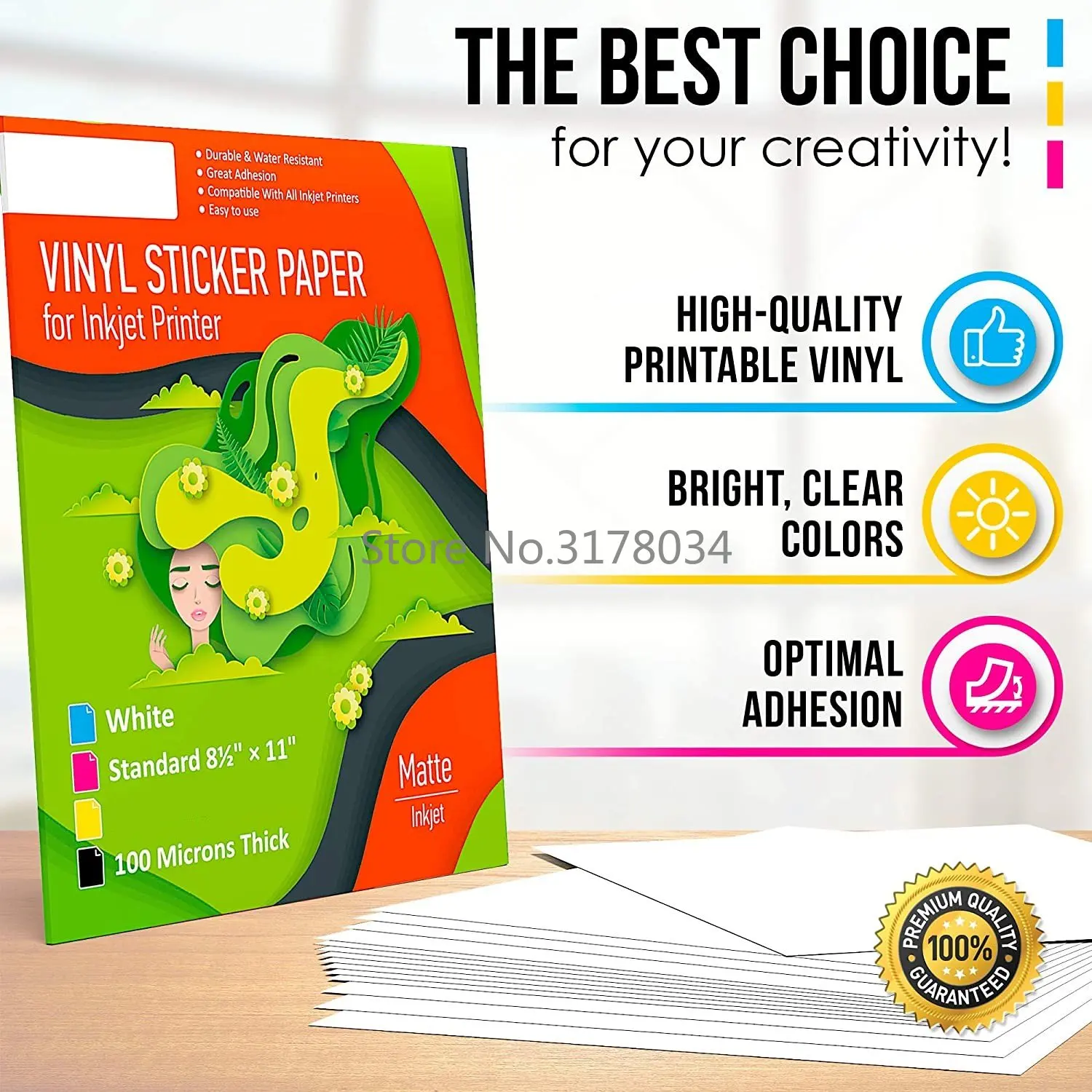 A4 Vinyl Sticker Paper for Inkjet Printer 50 Sheets