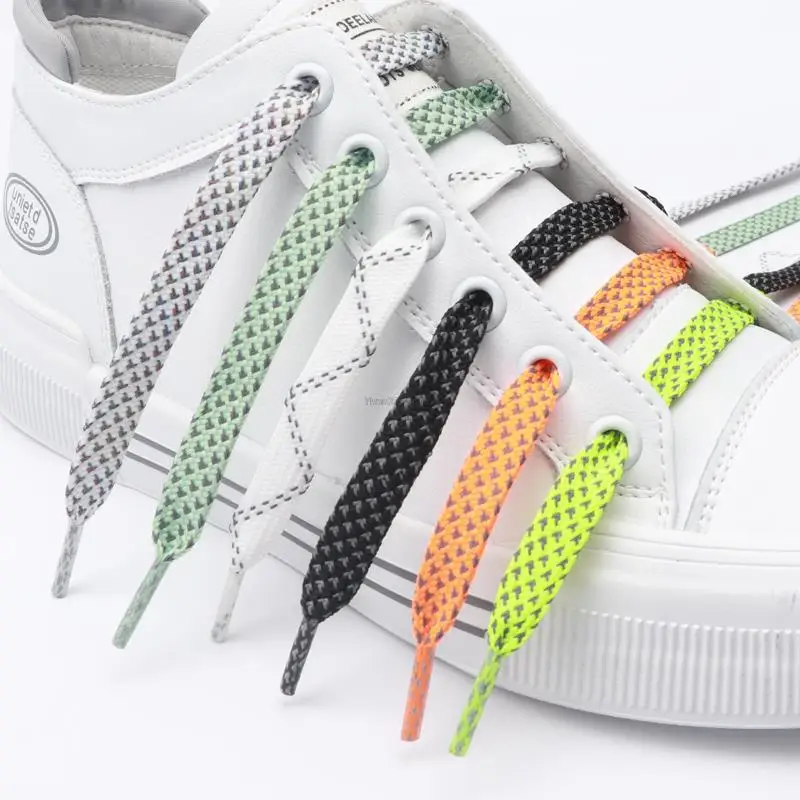 2022 New Reflective Shoe laces Flat Shoelaces for Sneakers Colorful