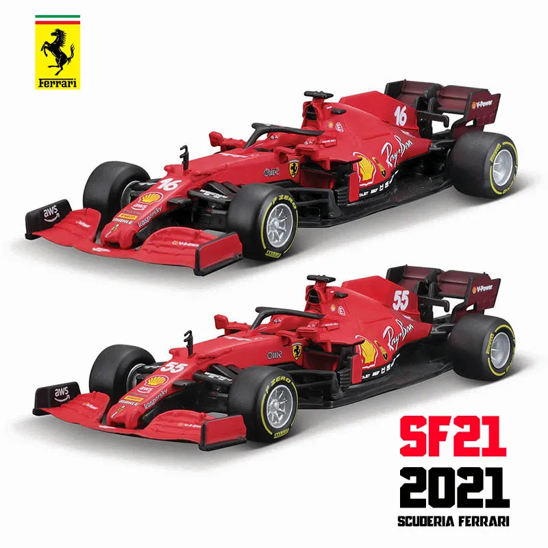 Bburago 1:43 Ferrari F1 SF21 2021 #16 Charles Leclerc #55 Carlos Sainz Jr Alloy Luxury Car Model Alloy Toy Vehicle Collection