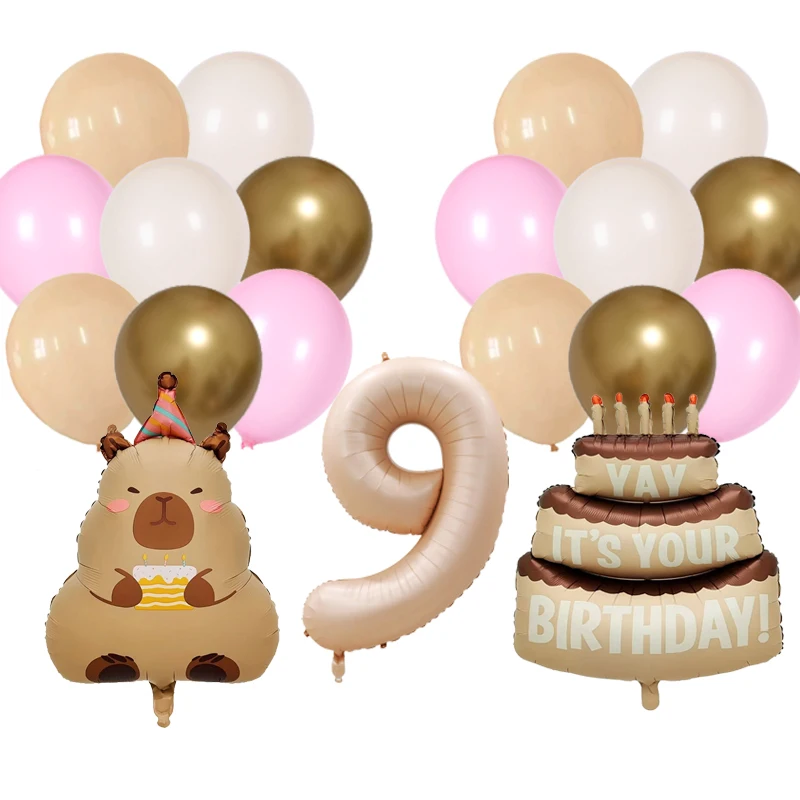 Cartoon Capybara Ballon Capybara Geburtstag Party Dekorationen Karamell Folie Nummer Baby Dusche Globos Geschenk Spielzeug – Detail 9