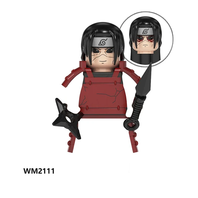 Naruto Sasuke Kakashi Akatsuki bricks Building Blocks Anime cartoon Mini Action Figures Heads Assembly Toys kids Birthday Gifts Chrome Silver