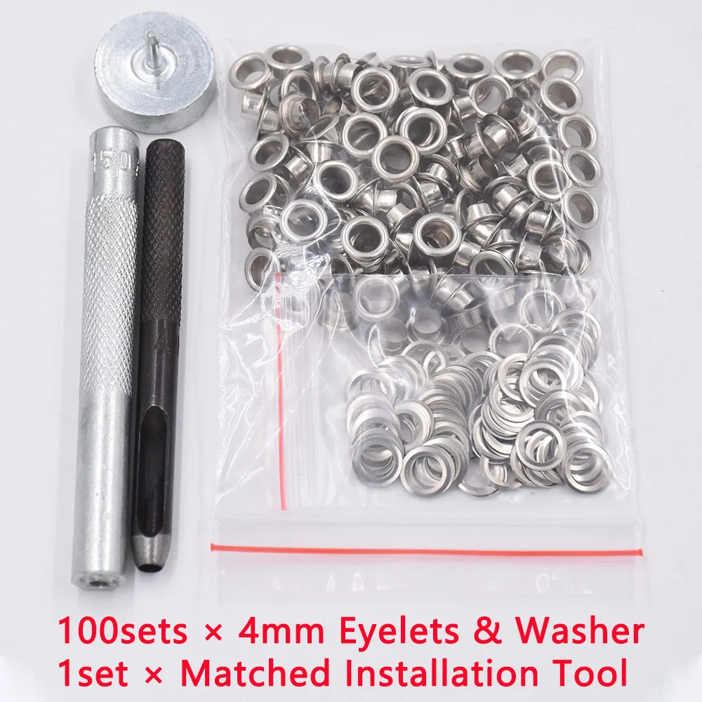 Brass Grommet Eyelets with Washers Setting Tool Kit Mold Hole Punch Cutter 100 Set 6 8 10mm Handmade Leather Craft Accessories