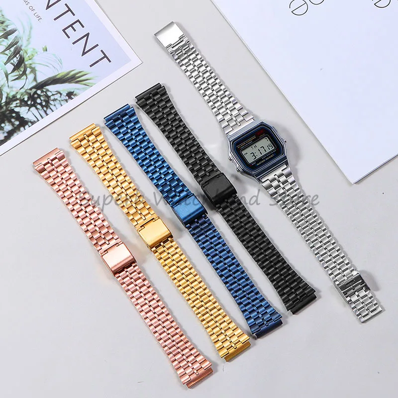 Cinturino Per Casio F91W F84 F105 F108 A158 A168 Ae1200 Ae1300 18Mm Bracciale In Metallo Da Uomo Accessori Per Orologi Di Ricambio