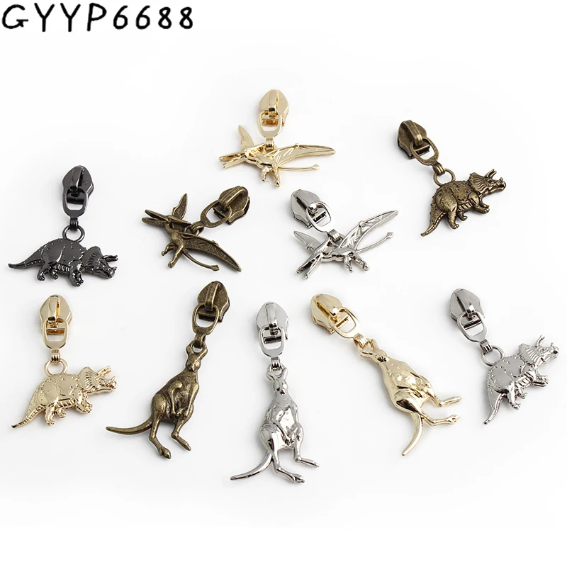 10/50/100PCS Kangaroo Shape Both Sided 5# Nylon Metal Zippers Puller Head For Backpack Bags Zip Slider Repair Kits Accessories 30pcs 20mm half metal pin buckle bags strap adjuster belt buckles shoes webbing slider hook diy decor clasp accessories