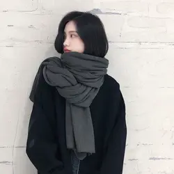 Female autumn and winter solid color knitted wool net red scarf thickened warmth student bib shawl