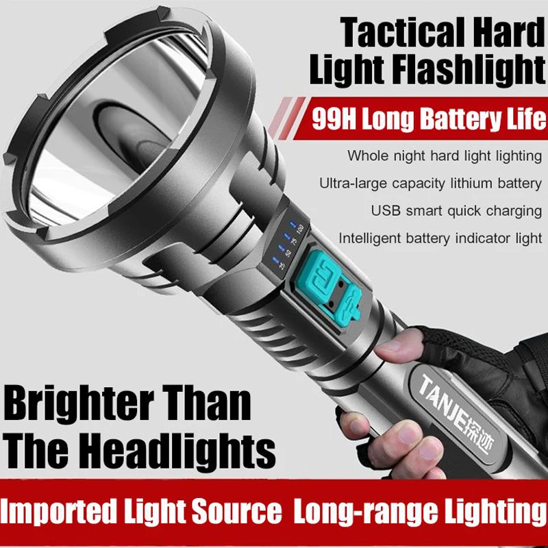 Super Powerful Led Flashlight Rechargeable ABS Flashlight Xenon Long-Range Flashlight Camping Outdoor Adventure Flashlight 2022