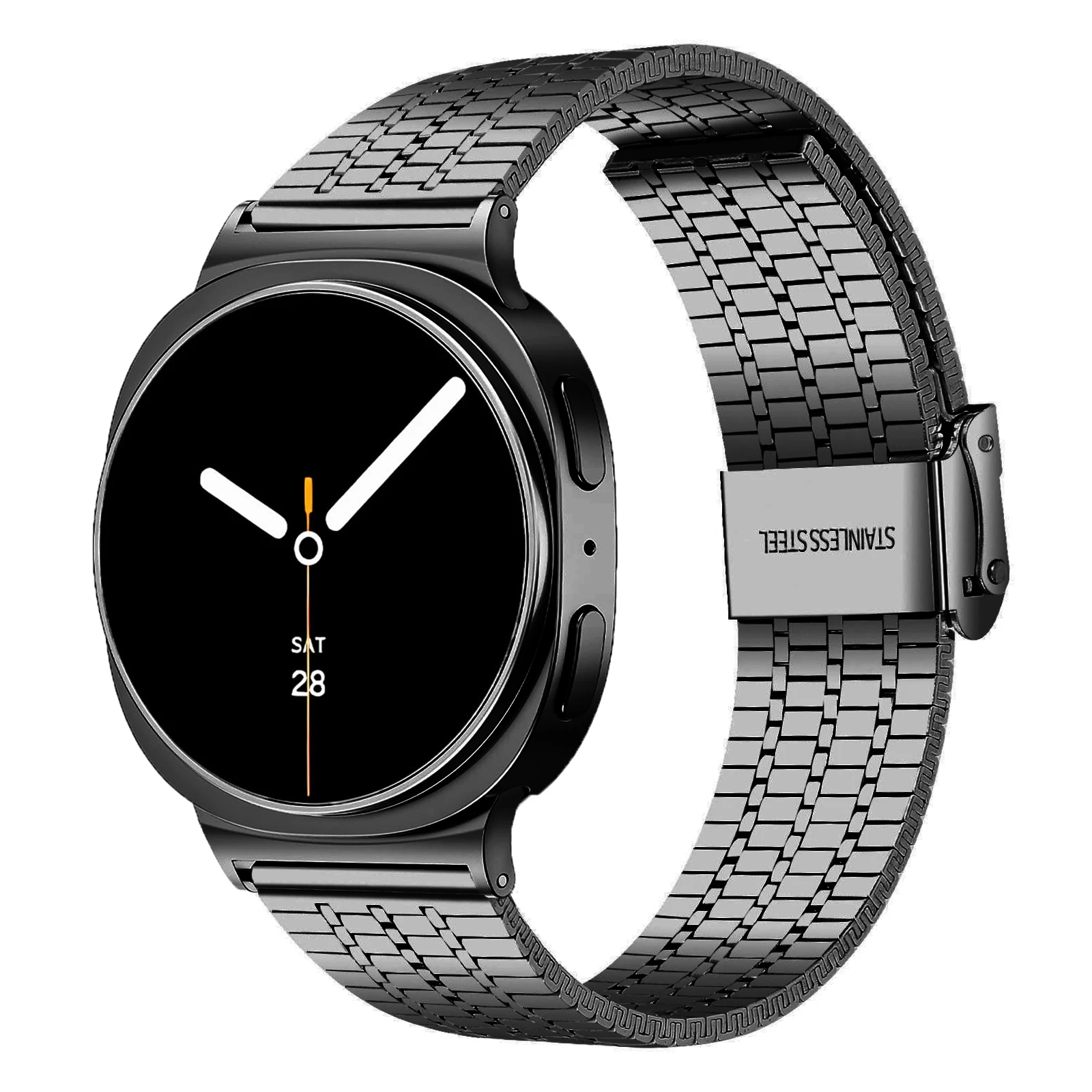 Stainless Steel Seven-Bead Strap with Double Safety Buckle