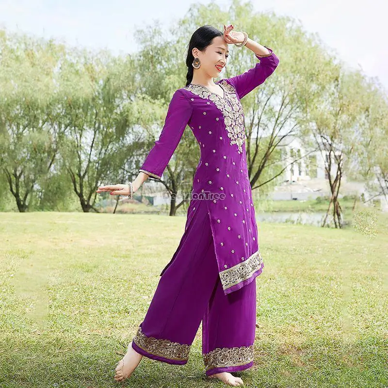 Ensemble Ethnique Indien - Tunique + Pantalon Noir Et Bordeaux - Taille S - Occasion Très Bon état
