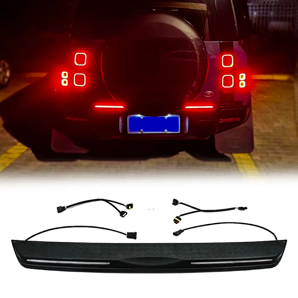 

For Land Rover Defender 2020 Rear Bumper Cover Guard Protector Car Trunk Door Sill Plate Extended with led brake turning light