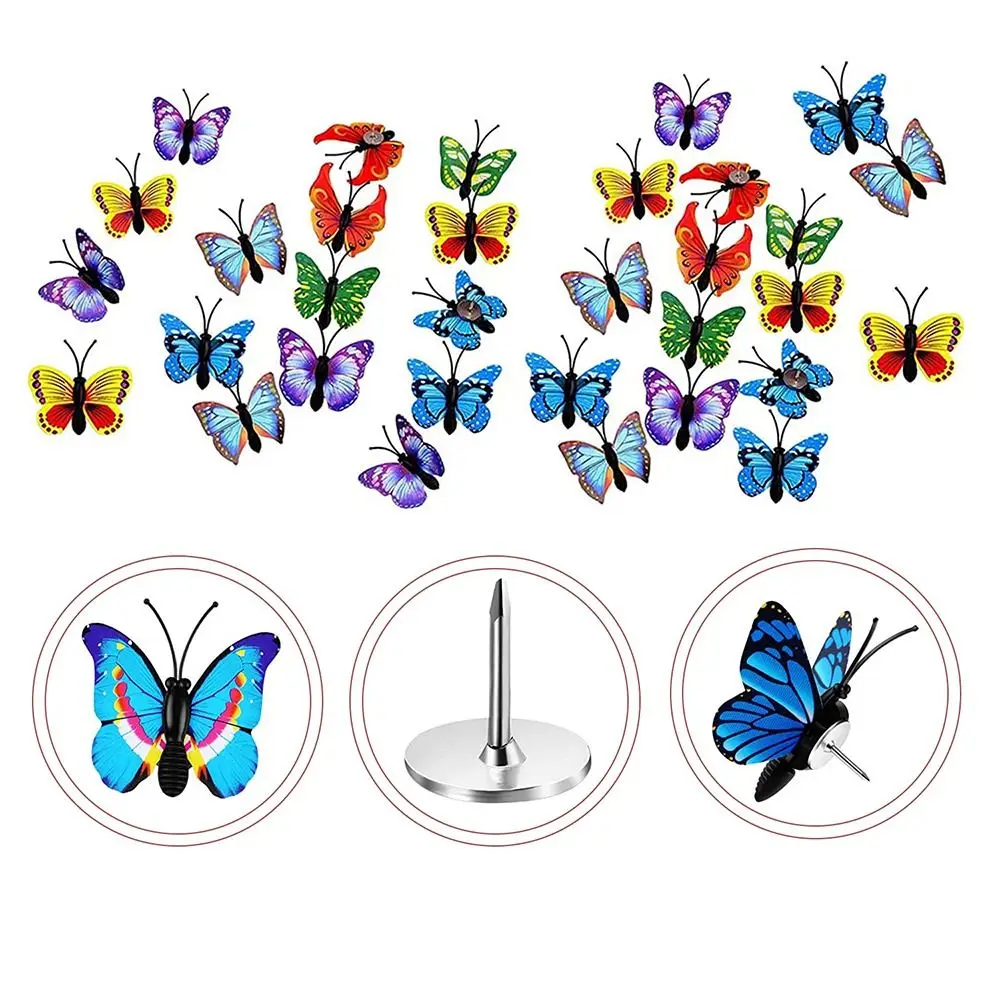 Push Pins Butterfly Thumb Tacks Decorative Push Pins Butterfly Push Pins Colorful Cute Pushpins for Photo Wall Cork Board(30 Packs)