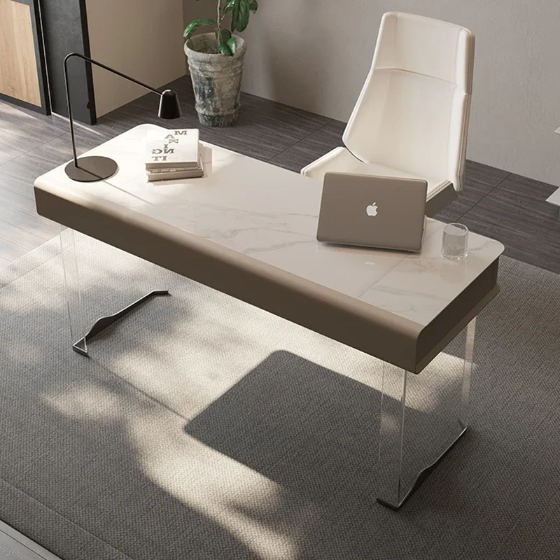 KMOD 아크릴 다리 사무실 책상 플로팅 디자이너 럭셔리 테이블, 모던 홈, 간단한 공부 컴퓨터 책상, 메사 사무실 가구 