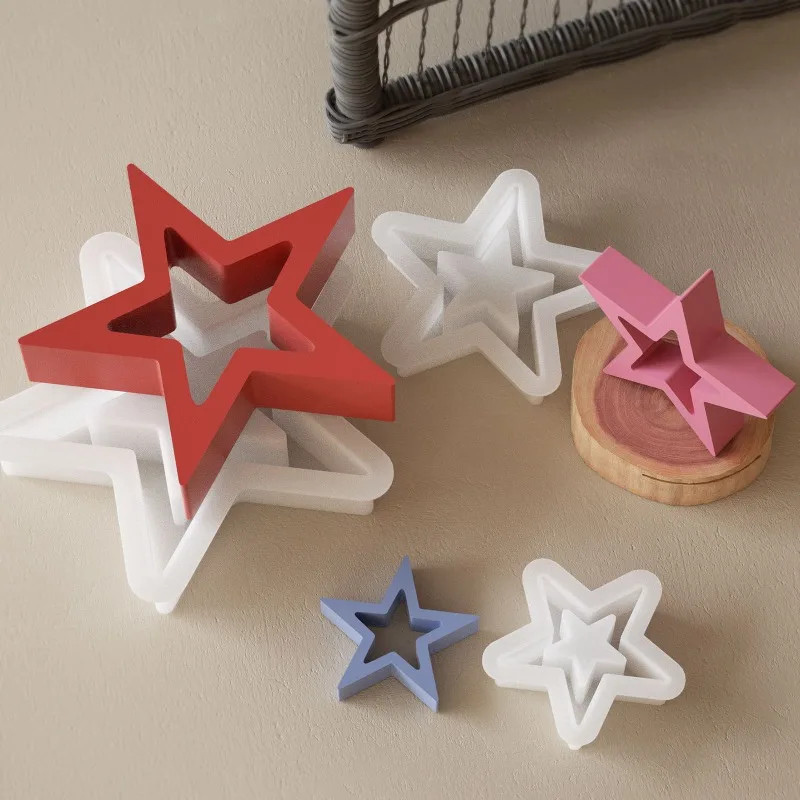 1pc Five-Pointed Hollow Star Silicone Mold Gypsum Plaster Crafts and Home Decorations-Ideal Forand Festive Occasions