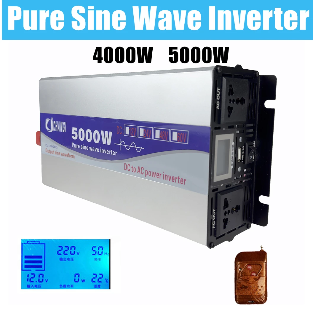 

Pure Sine Wave Inverter 4000W 5000W DC12V 24V To AC 220V 110V Voltage Transformer Power Converter Solar Power Inverter