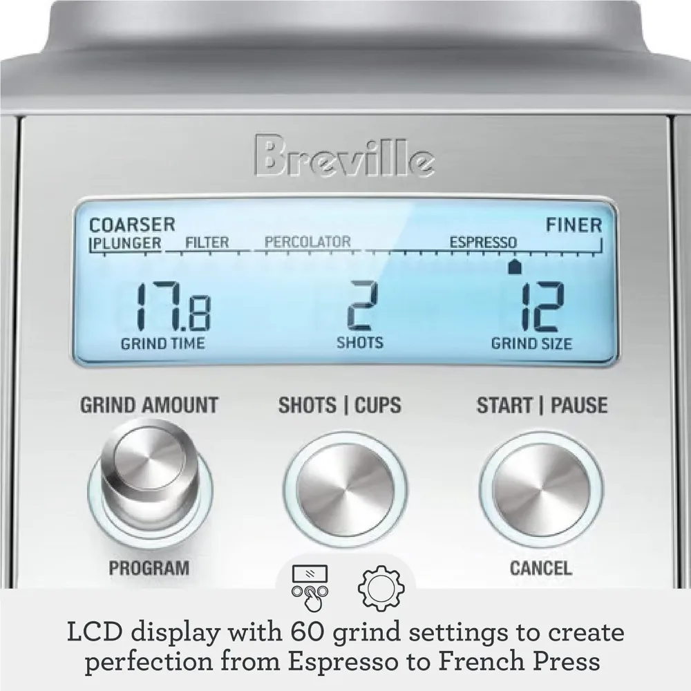 The Smart Pro Coffee Bean Grinder, Brushed Stainless Steel, 2.3