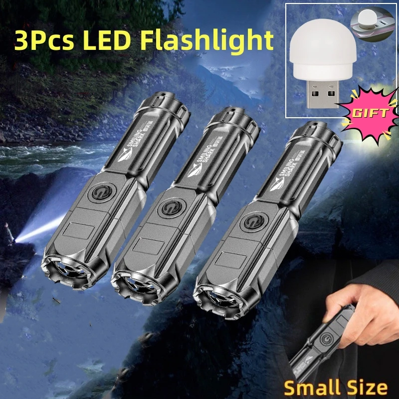 

Powerful LED Flashlight Giant Bright Tactical Flashlights Rechargeable USB 18650 Waterproof Zoom Fishing Hunting LED Flashlight
