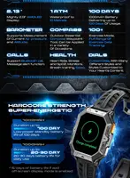 MISIRUN Smart Watch 1000mAh Battery 2.13 Inch AMOLED Screen Men Watch Compass 1ATM Waterproof Bluetooth Call Sports Smartwatch 2