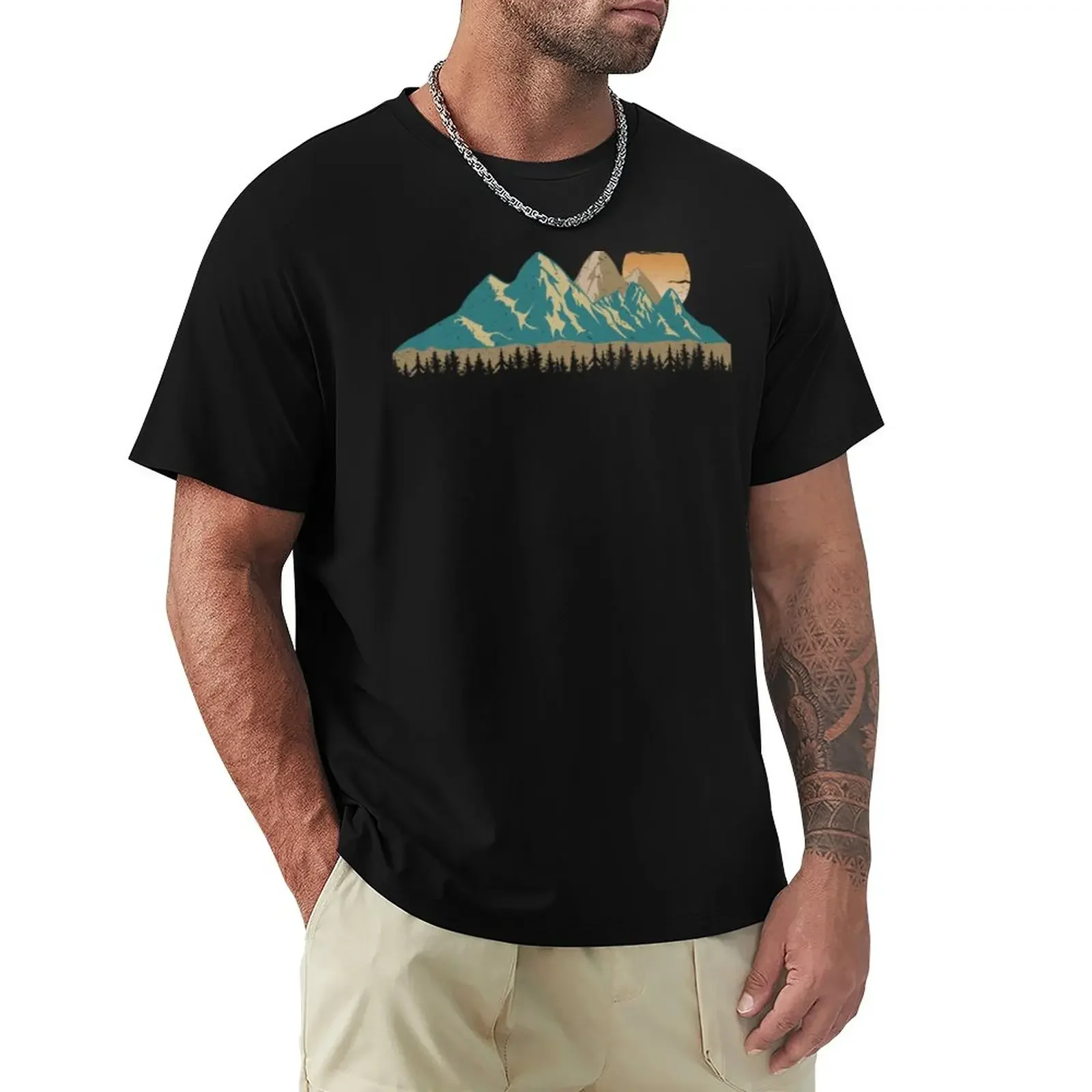 

Camping hiking Mountain Scene in the outdoors hunting T-Shirt aesthetic clothes oversizeds plus size tops plain mens clothes