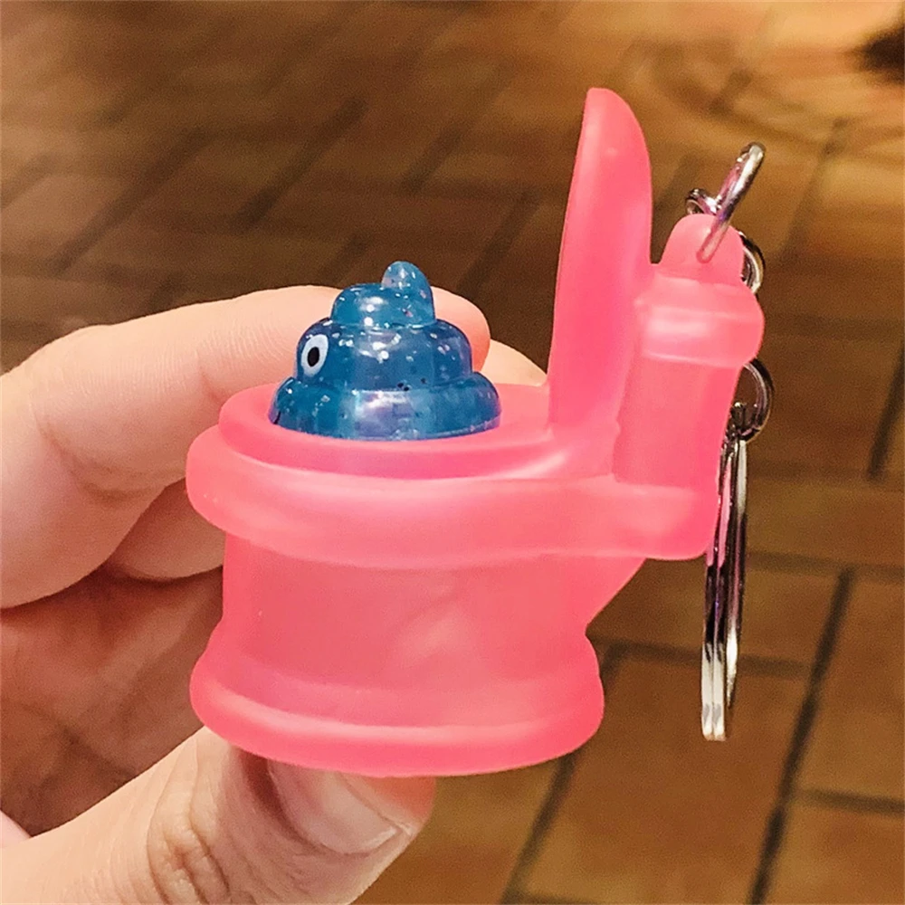 Funny Mini Poop Toilet Keychains Creative Tricky Prank Silicone