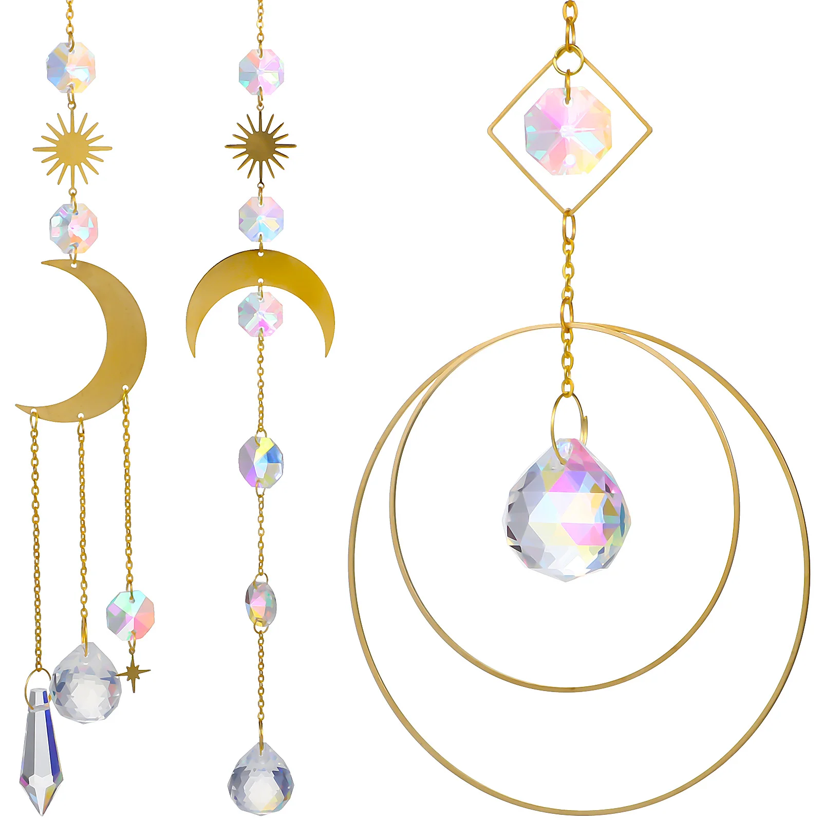 

3 Pcs Prism Pendant Garden Sun Catchers for Hanging Car Decor Window Chime Alloy