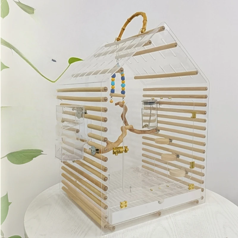 Gabbie Per Uccelli Acriliche Di Lusso Portatili Decorazione Trasparente Trasportino Per Uccelli Gabbia Per Uccelli Allevamento Gabbia Per Uccelli Prod