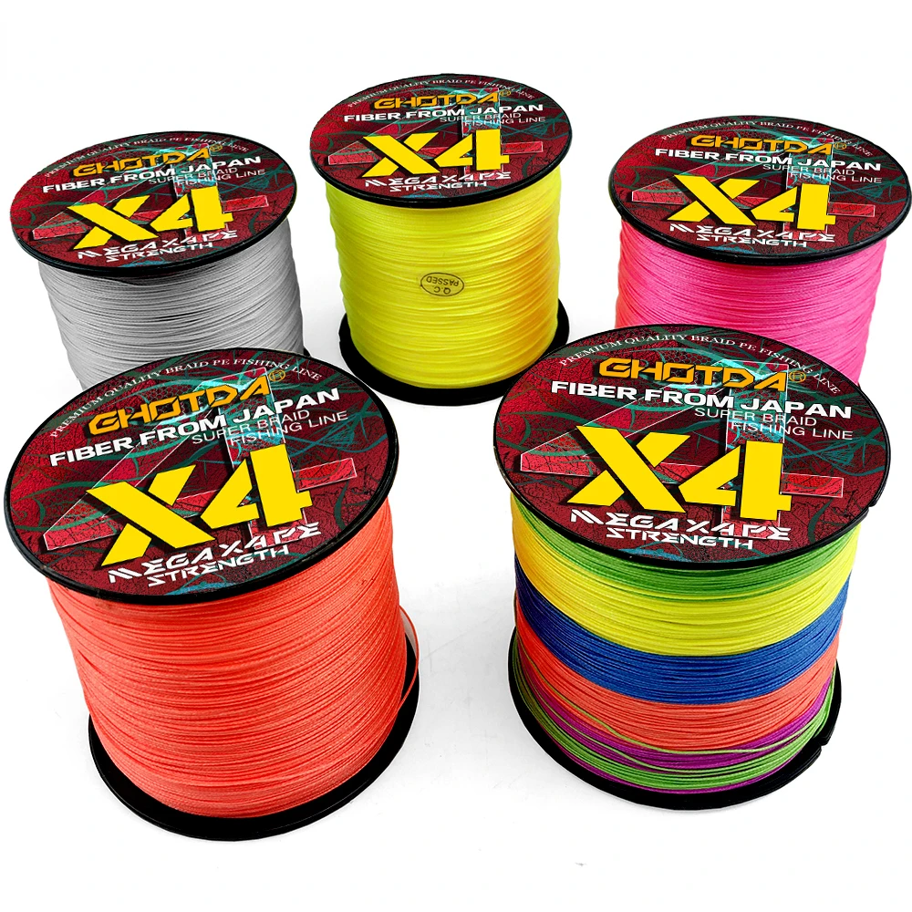 100m Braided 4-strand Fishing Line 10lb-80lb Multifilament Smooth 10 Colors 100% PE Suitable for Lure Rods