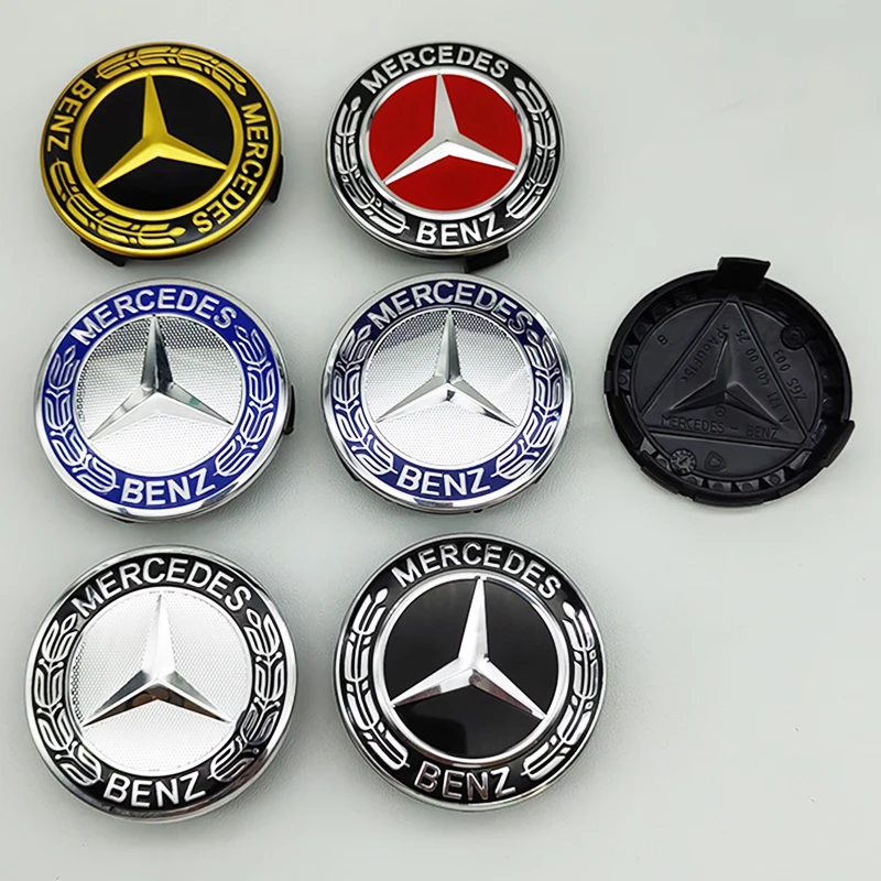 4pcs 75mm Mercedes Wheel Center Caps For W176 W177 W203 W204 W205 W206 W212 W213 W214 W211 W223 W222 W222 W223 W246 W247 W219 wheel center caps