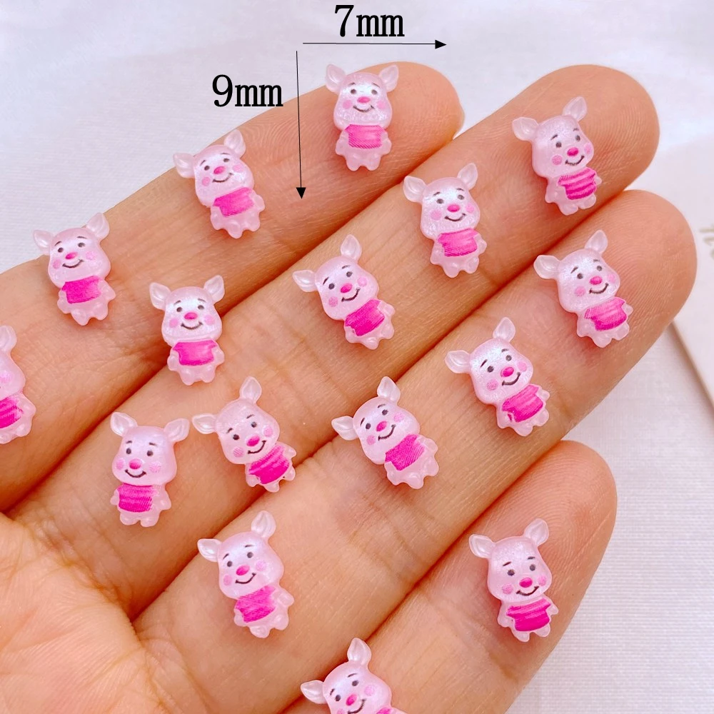 Resin Jewelry Accessories 7*9mm Mini Cute Little Piglet Series Flatback Ornament 50Pcs For Jewelry Making Manicure Hairwear
