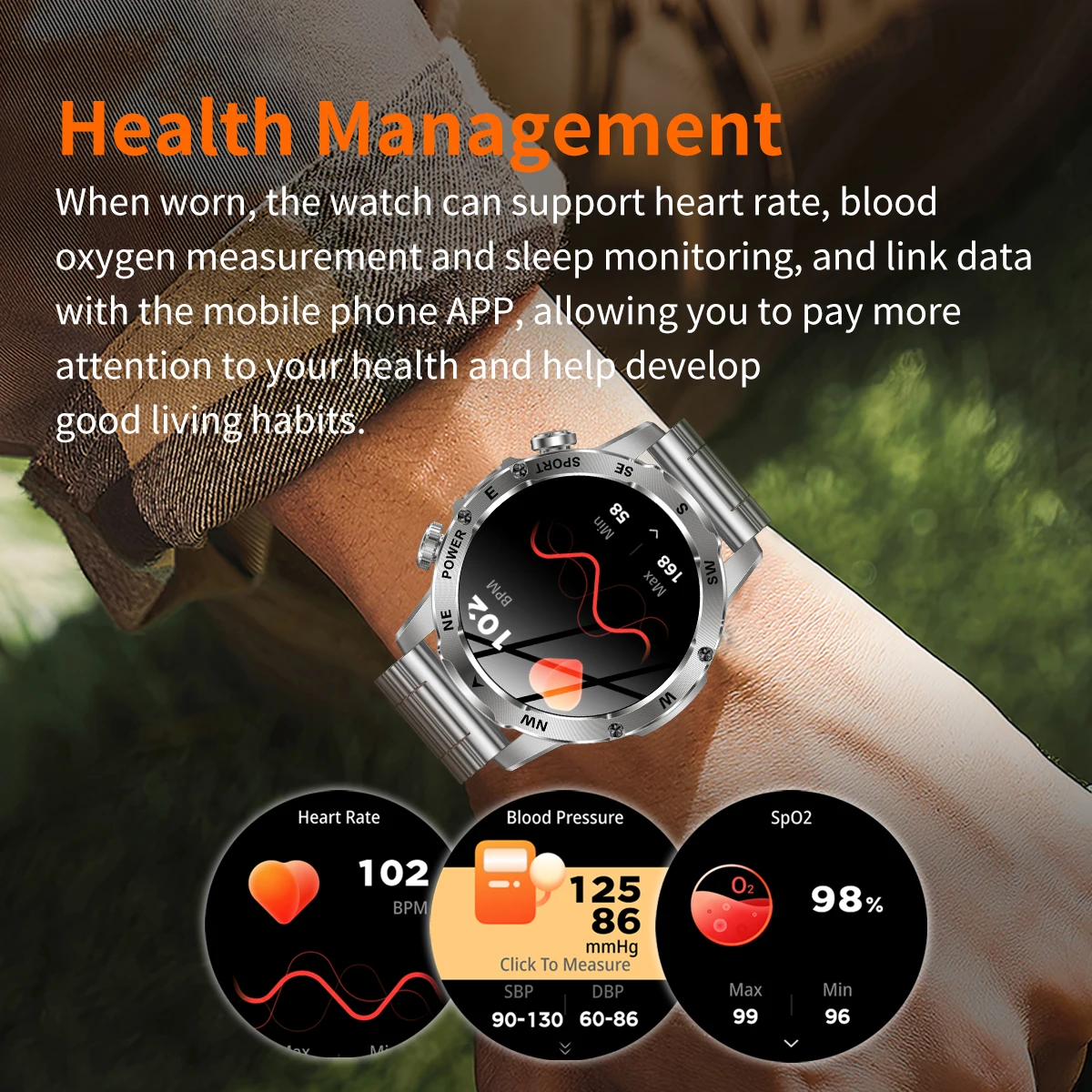 Smartwatch outdoor para hombre con brújula y linterna led_voghion.com
