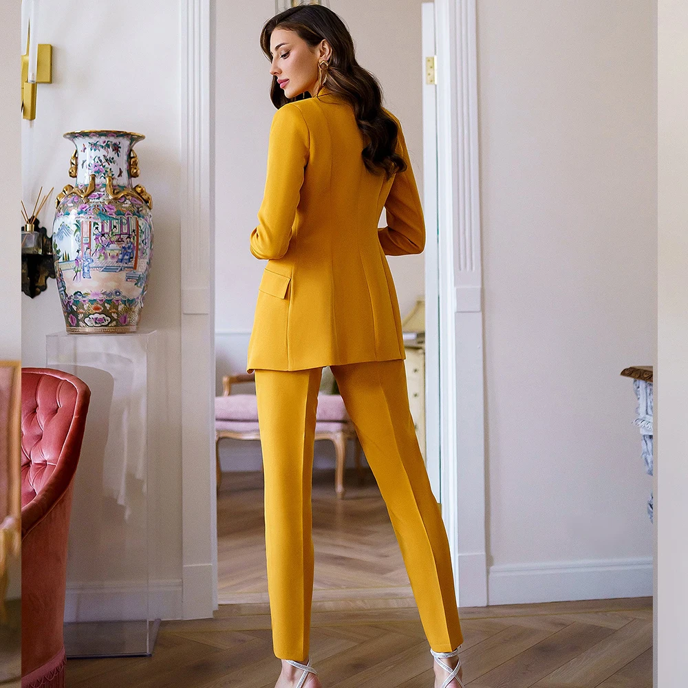 Elegant 3-piece Sets for Women Long Sleeves Women's Suit Set Office Bow Collar Single Breasted Vest Blazer Pants Suits Clothing