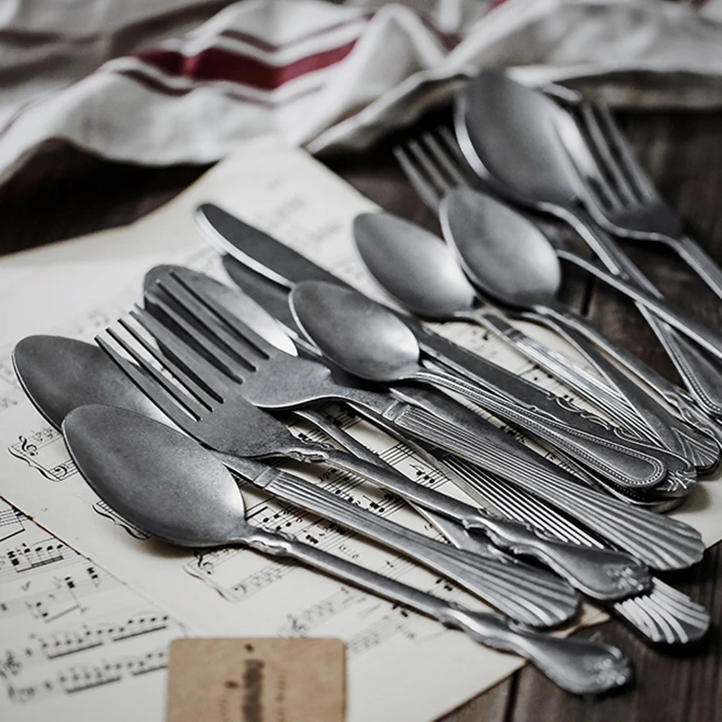 1 Pieces Vintage Tableware Spoon Knife Fork Table Shooting Old Style Coffee Spoons Photography Props Retro Kitchen Food Decor