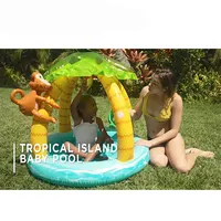 Piscine gonflable avec parasol pour enfants, design d'arbre AMP, île tropicale, jeu d'eau amusant en plein air, 1 à 3 ans 2