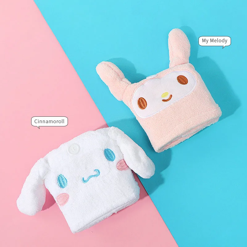 

Kawaii Sanrio Cinnamoroll Dry Hair Cap My Melody Cartoon Cute Girls Plush Coral Velvet Water Uptake Quick Drying Dry Hair Towel