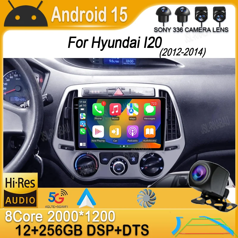 현대 i20 2012 2013 2014용 안드로이드 15 카 라디오 멀티미디어 GPS 네비게이션 오토 카플레이 4G+WIFI 비디오 플레이어 스테레오