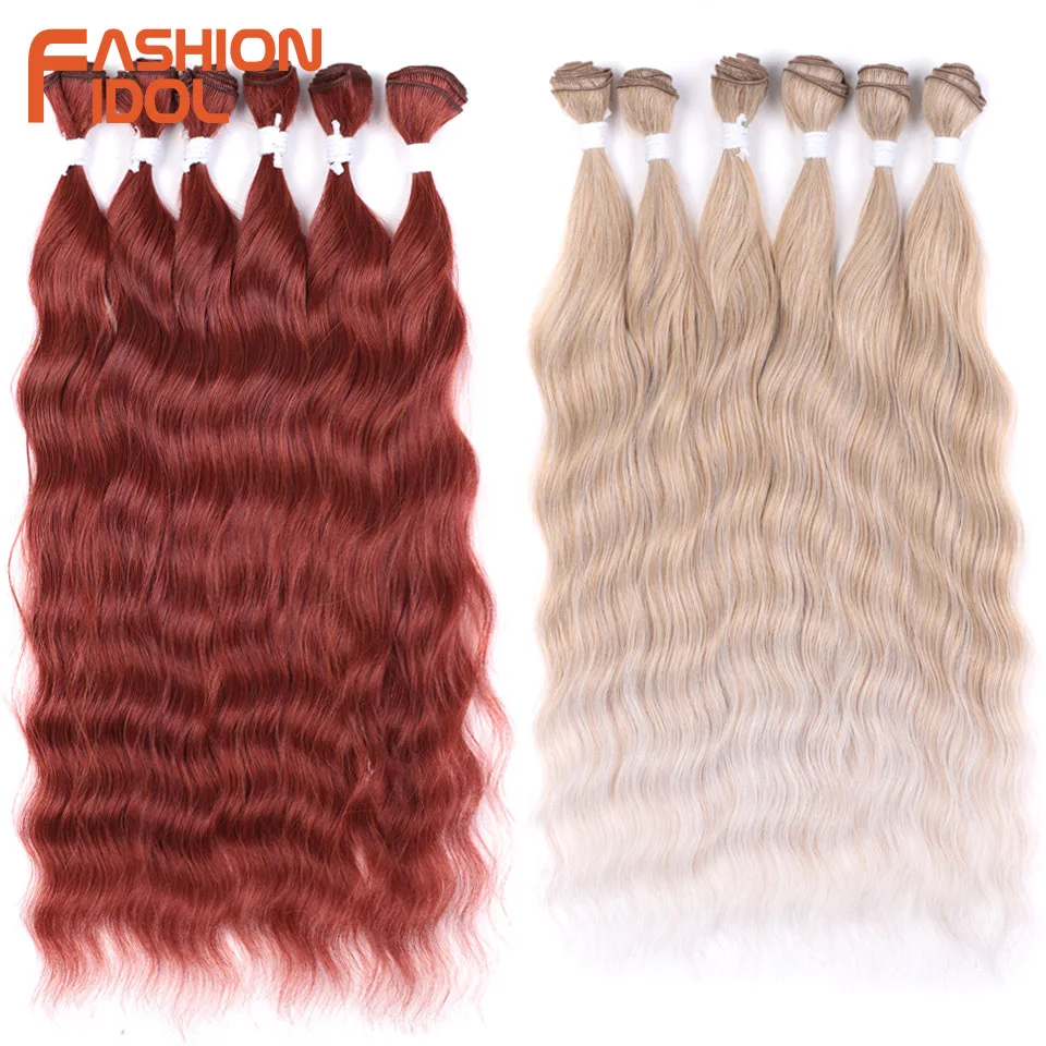 

Loose Deep Water Wave Hair Bundles Synthetic Hair Extensions Ombre Blonde Pink Hair Weave Bundles 6Pcs/Pack 20inch Free Shipping