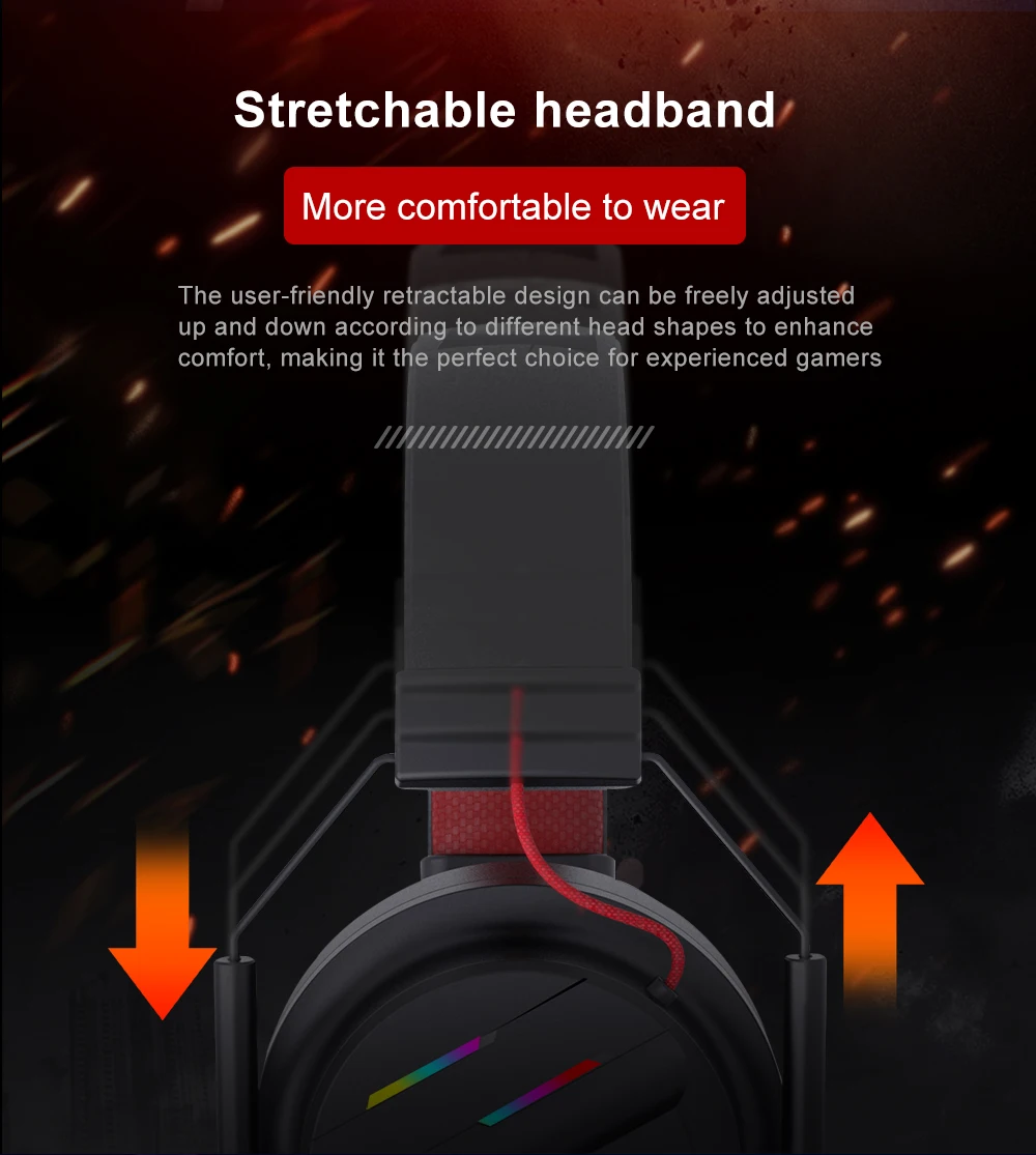 Chiron h380 7.1 surround sound rgb gaming headset with microphone